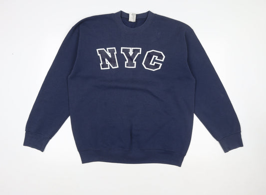Womens UK Size L Fruit of the Loom Blue Pullover Sweatshirt