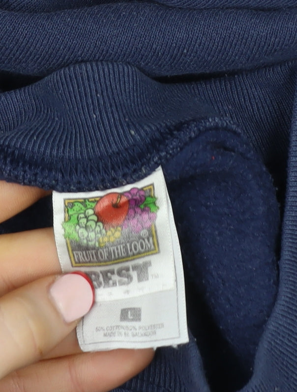 Womens UK Size L Fruit of the Loom Blue Pullover Sweatshirt