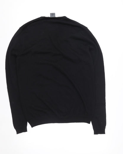 Calvin Klein Men’s Black Wool V-Neck Jumper XL Regular Fit