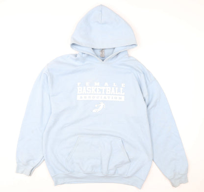 Womens UK Size L Gildan Blue Pullover Hoodie