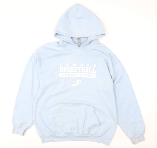 Womens UK Size L Gildan Blue Pullover Hoodie