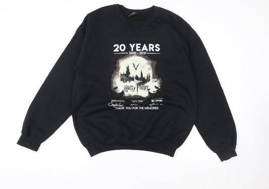 Womens UK Size M Gildan Black Pullover Sweatshirt