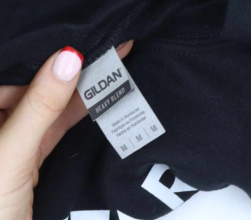 Womens UK Size M Gildan Black Pullover Sweatshirt