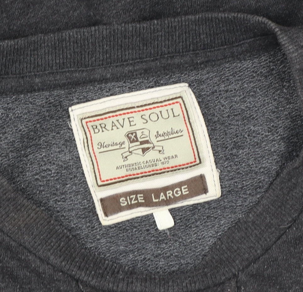 Mens UK Size L Brave Soul Grey Pullover Sweatshirt