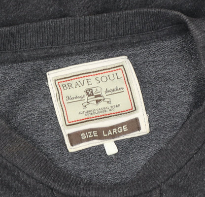 Mens UK Size L Brave Soul Grey Pullover Sweatshirt