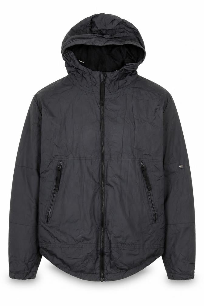 Front view of St. George by Duffer Black XL Women's Windbreaker Hooded Jacket