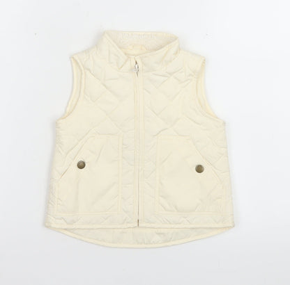 Gap Girls Ivory Quilted Waistcoat 2 Years Lightweight Full Zip Gilet