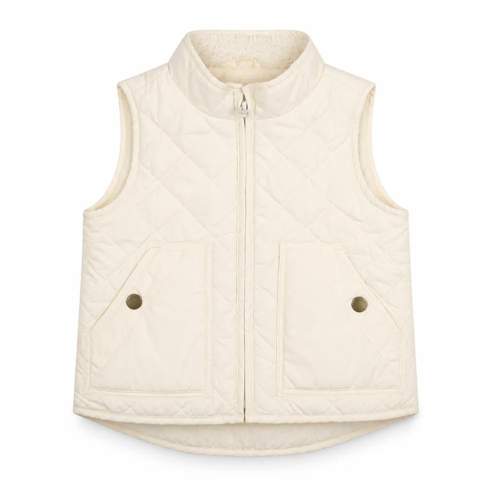 Gap Girls Ivory Quilted Waistcoat 2 Years Lightweight Full Zip Gilet
