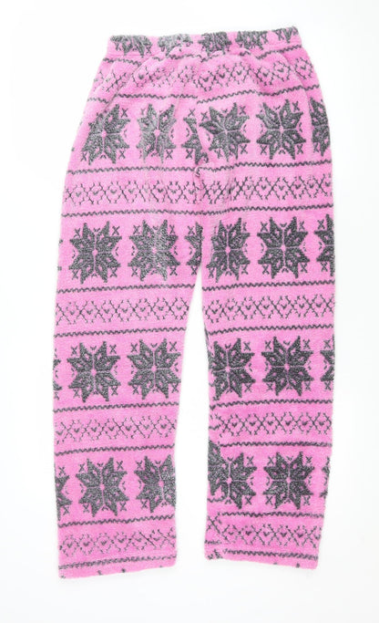 Selena Secrets Womens Pink Fair Isle Fleece Pyjama Pants Size 10-12