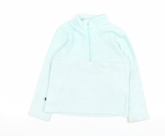 Decathlon Girls Blue Fleece 1/4 Zip Pullover Sweatshirt 4-5 Years