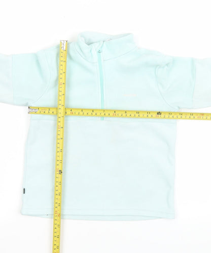 Decathlon Girls Blue Fleece 1/4 Zip Pullover Sweatshirt 4-5 Years