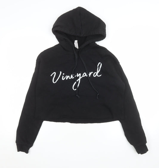 Womens UK Size S Bella + Canvas Black Pullover Hoodie