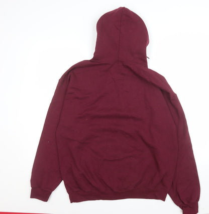 Mens UK Size L Gildan Red Pullover Hoodie