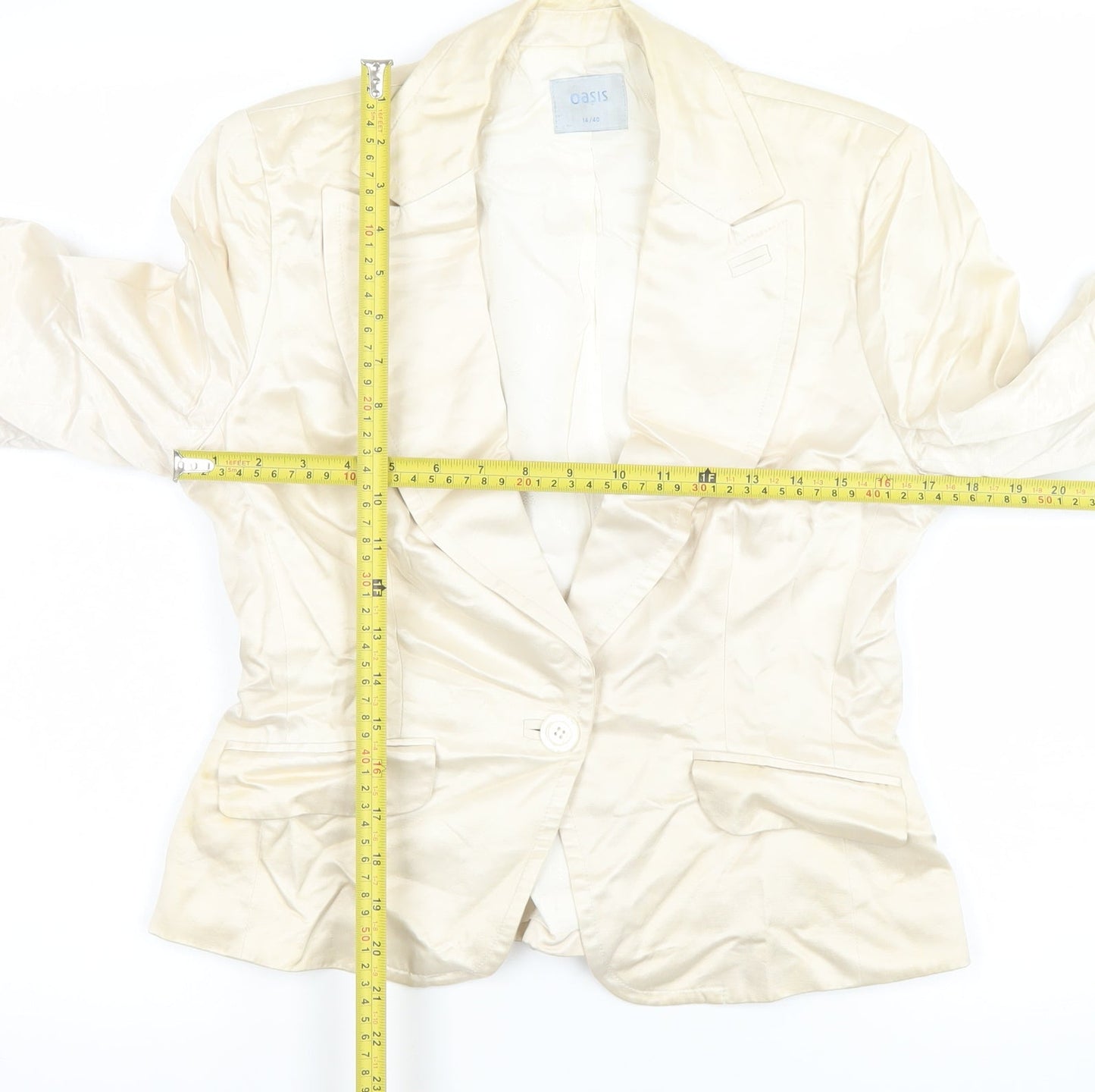 Womens UK Size 14 Oasis Regular Ivory Blazer