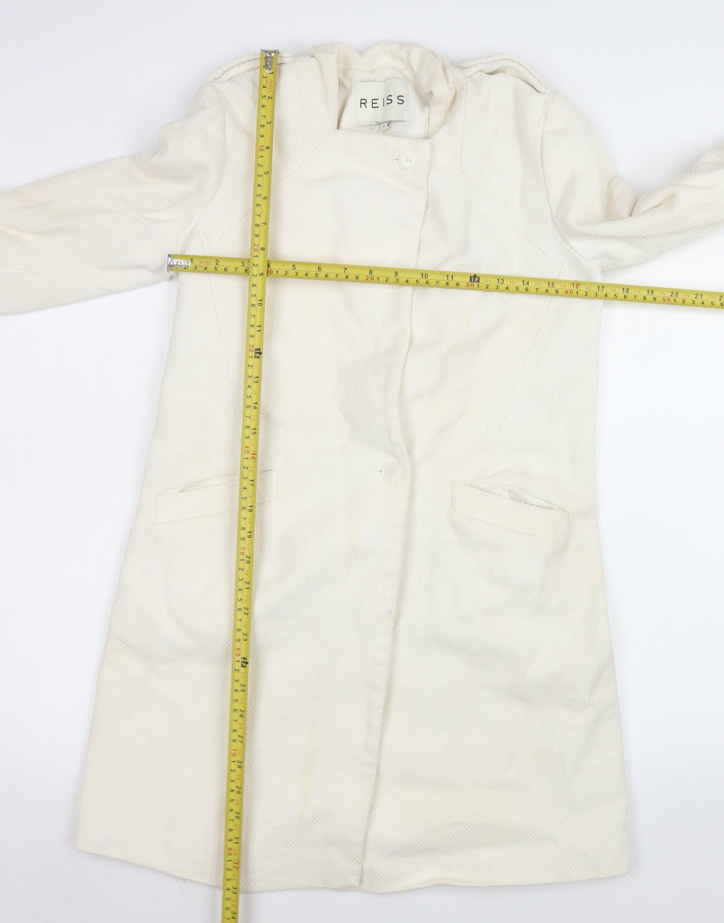 Womens UK Size S Reiss Ivory Overcoat