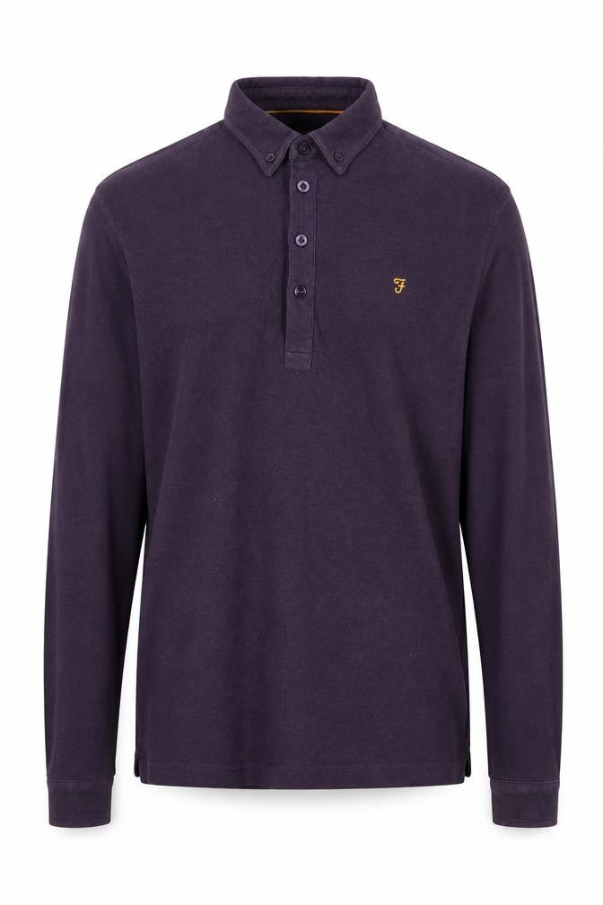 Farah Men’s Purple Long Sleeve Cotton Polo Shirt XS