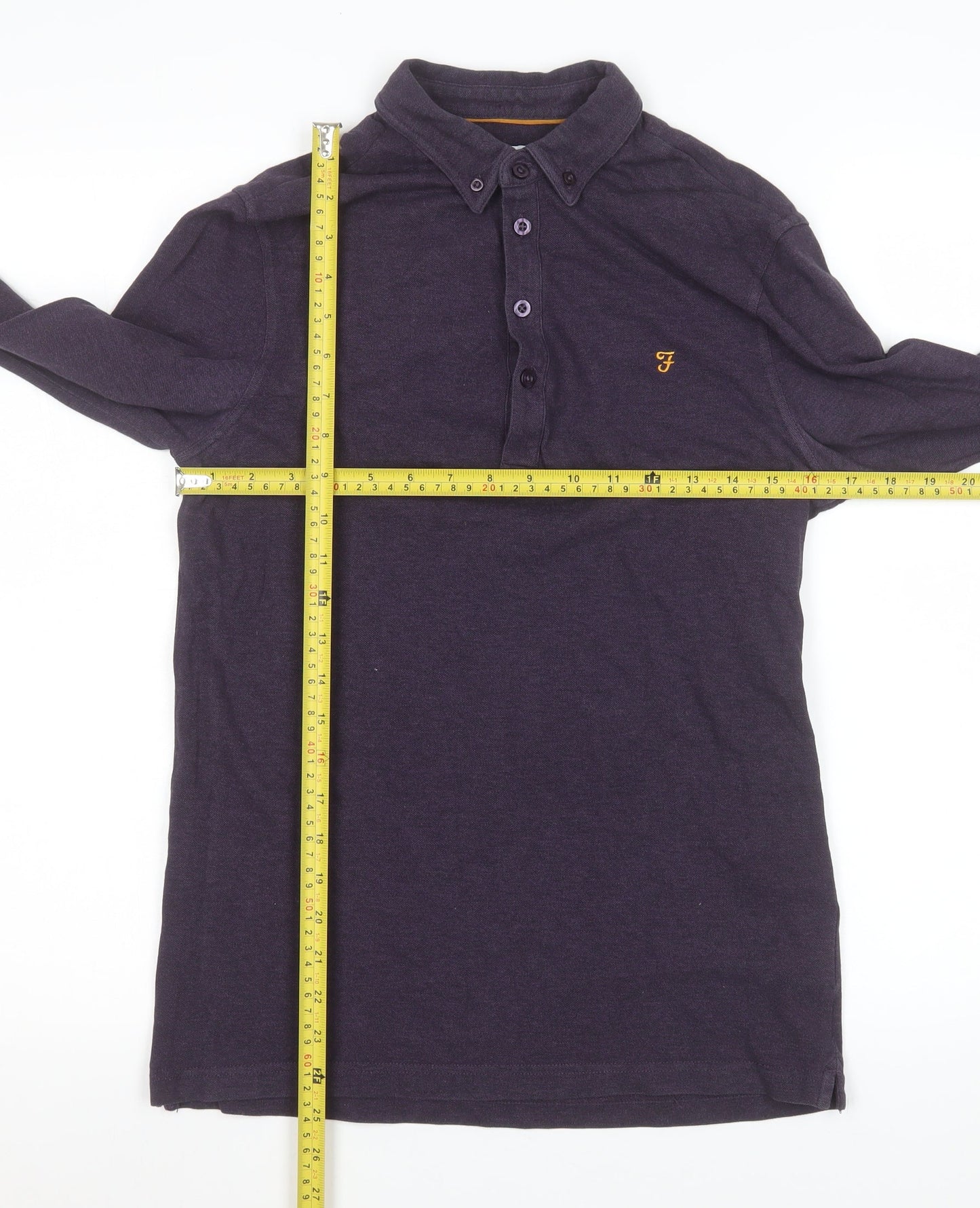 Farah Men’s Purple Long Sleeve Cotton Polo Shirt XS