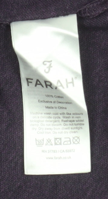 Farah Men’s Purple Long Sleeve Cotton Polo Shirt XS