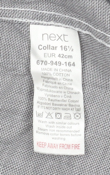 Mens UK Collar Size 16.5 NEXT Smart Grey  Dress Shirt