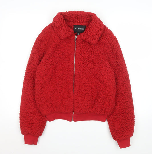 Womens UK Size 10 Parisian Red Bomber Jacket