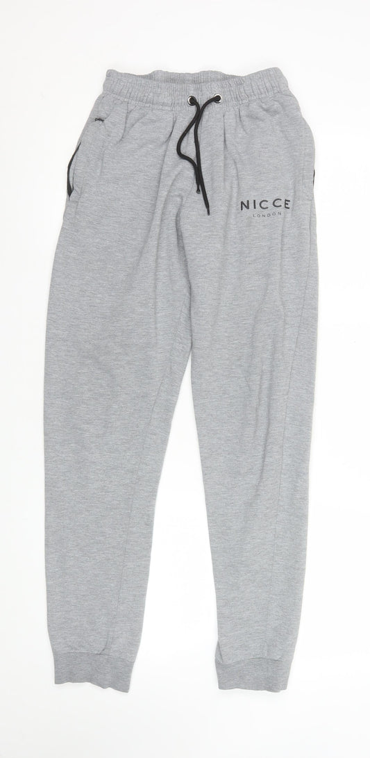 Mens UK Size S NICCE Regular Fit Jogger Grey Trousers