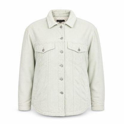 Front view of Missguided Women’s Beige Corduroy Sherpa Lined Jacket, size UK 6