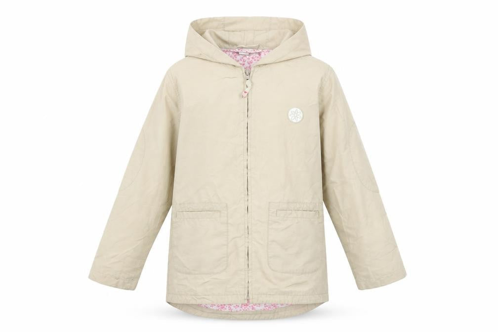 Adams Girls Beige Hooded Rain Coat Jacket 10 Years Mid-Length Full Zip