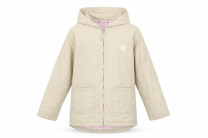 Adams Girls Beige Hooded Rain Coat Jacket 10 Years Mid-Length Full Zip