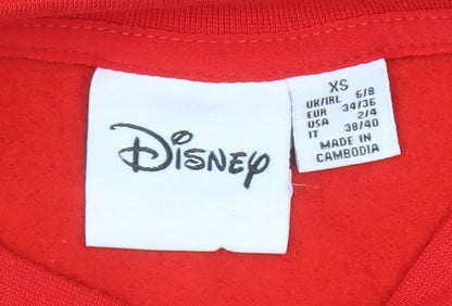 Womens UK Size XS Disney Red Pullover Sweatshirt