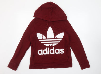 Womens UK Size 8 adidas Red Pullover Hoodie