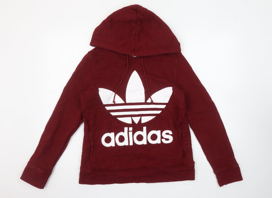 Womens UK Size 8 adidas Red Pullover Hoodie