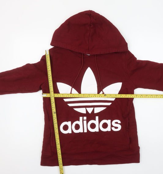 Womens UK Size 8 adidas Red Pullover Hoodie