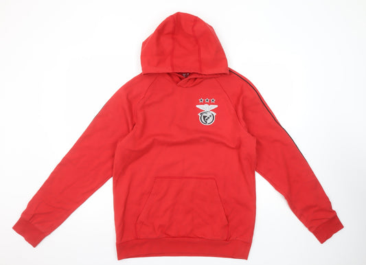 Mens UK Size M SL Benfica Red Pullover Hoodie