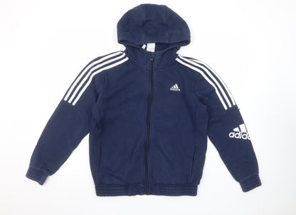 Boys UK Size 13-14 Years adidas Blue Full Zip Hoodie