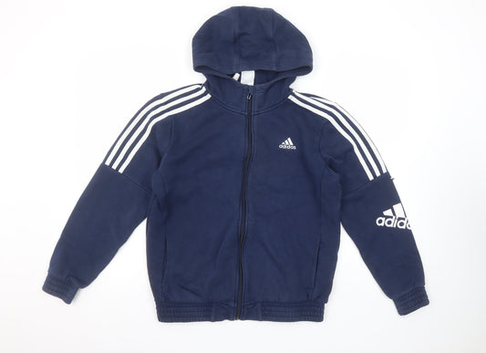 Boys UK Size 13-14 Years adidas Blue Full Zip Hoodie