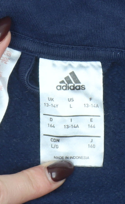 Boys UK Size 13-14 Years adidas Blue Full Zip Hoodie