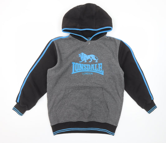 Boys UK Size 11-12 Years Lonsdale Grey Pullover Hoodie