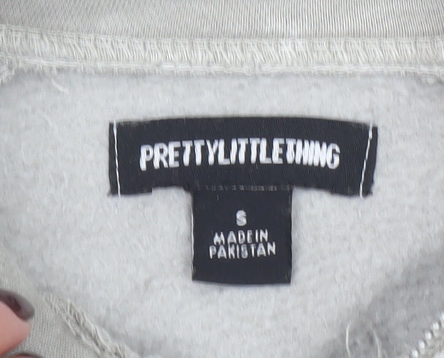 Womens UK Size S PRETTYLITTLETHING Grey Full Zip Hoodie