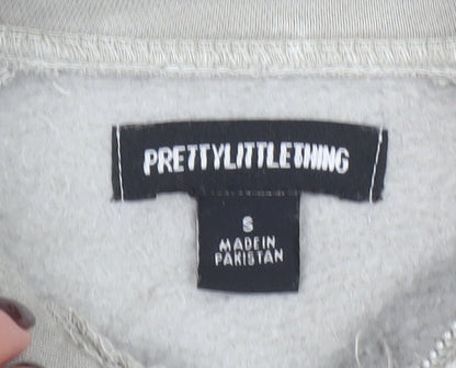Womens UK Size S PRETTYLITTLETHING Grey Full Zip Hoodie