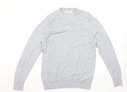 Marks and Spencer Autograph Men's Grey M V-Neck Merino Wool Jumper
