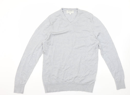 Marks and Spencer Autograph Men's Grey M V-Neck Merino Wool Jumper
