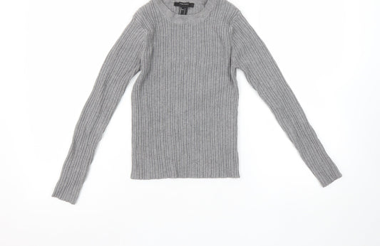 Girls UK Size S FOREVER 21 Grey Basic Pullover T-Shirt