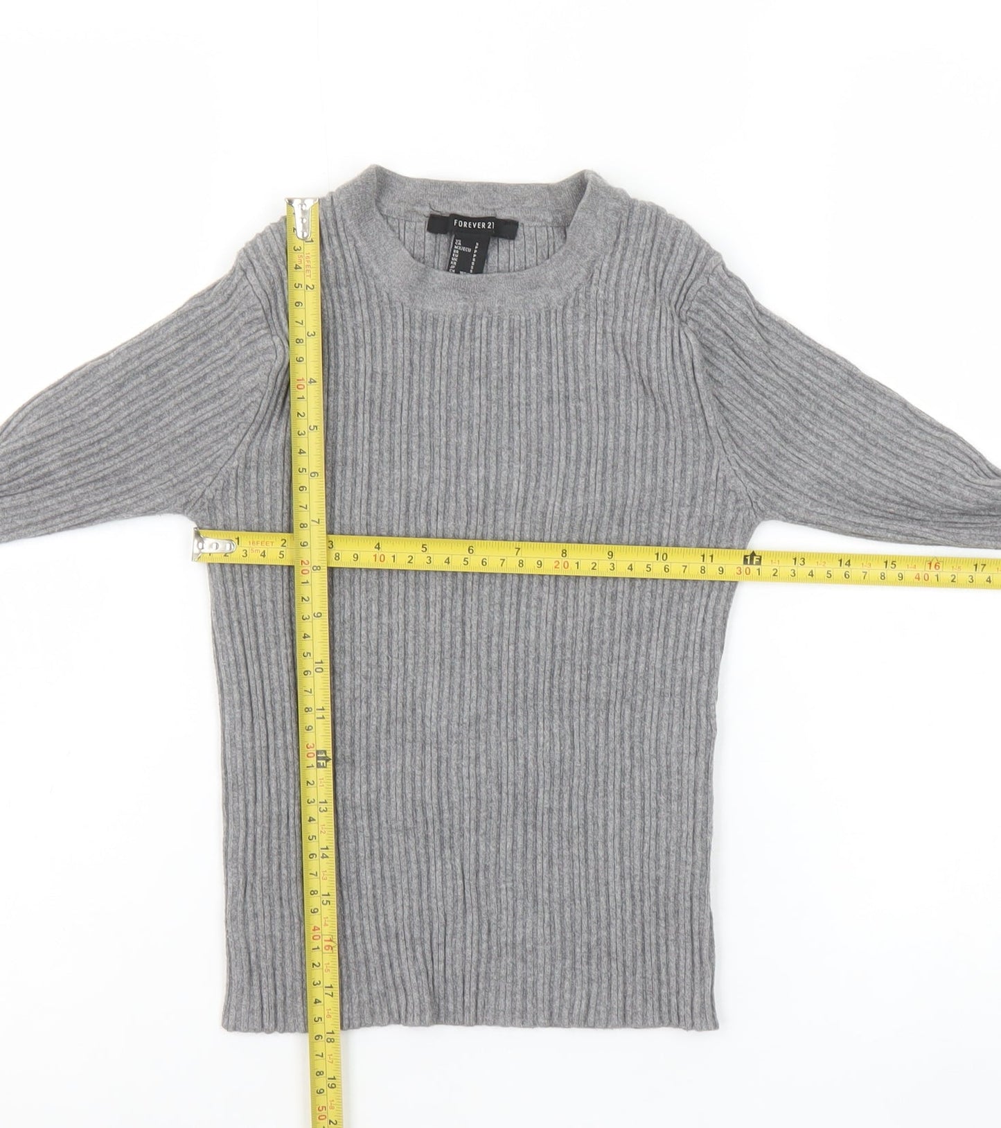 Girls UK Size S FOREVER 21 Grey Basic Pullover T-Shirt
