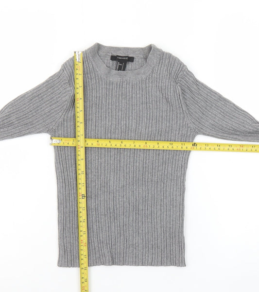 Girls UK Size S FOREVER 21 Grey Basic Pullover T-Shirt