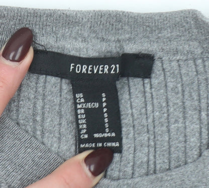 Girls UK Size S FOREVER 21 Grey Basic Pullover T-Shirt