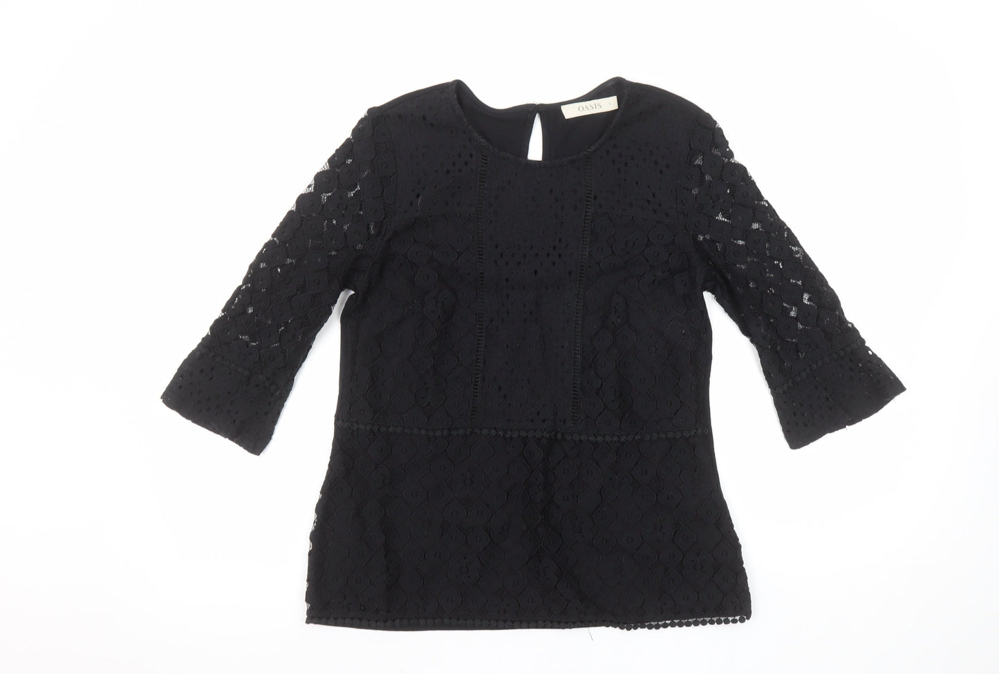 Womens UK Size S Oasis Black Tunic Blouse