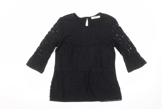 Womens UK Size S Oasis Black Tunic Blouse