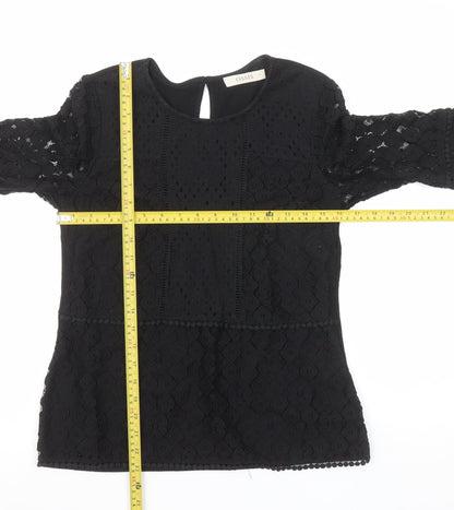 Womens UK Size S Oasis Black Tunic Blouse
