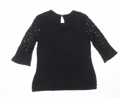 Womens UK Size S Oasis Black Tunic Blouse