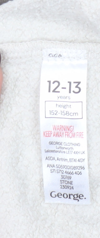 Girls UK Size 12-13 Years George Beige Full Zip Hoodie